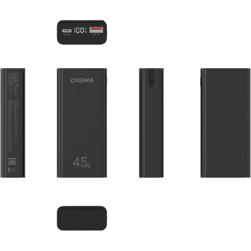 Портативный аккумулятор Digma DGPF10E 10000mAh QC3.0/PD3.0 45W 4.5A USB-A/USB-C черный