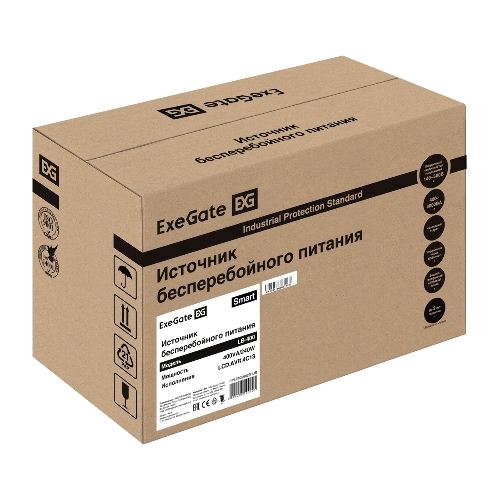 Источник бесперебойного питания ExeGate Smart LB-400.LCD.AVR.4C13 (400VA/240W, LCD, AVR, 4*C13, батарея 12V 4.5Ah, Black)
