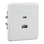 Розетка Kranz ROUND USB-A+Type-C 3А с функцией быстрой зарядки перламутр