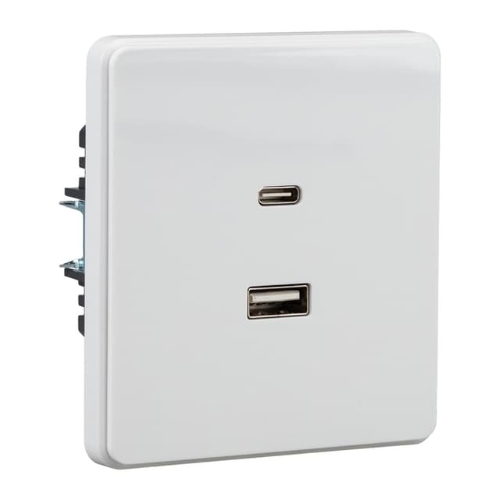 Розетка Kranz ROUND USB-A+Type-C 3А с функцией быстрой зарядки перламутр