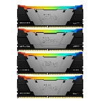Оперативная память Kingston Fury Renegade, DDR4, 128Gb (4x32Gb), 3600MHz, CL18, DIMM, радиатор, RGB, черный/серебристый