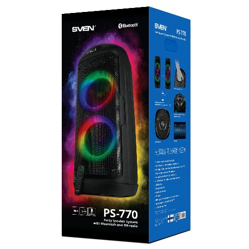 Мобильные колонки SVEN PS-770 2.0 черный 2x50W Bluetooth