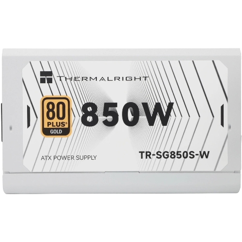 Блок питания Thermalright, 850W 80+ Gold (ATX, 3.1, PCIe 5.1, Non-modular, 1x24(20+4)pin, 1xCPU 8(4+4)pin, 2xPCIe*2 8(6+2)pin, 5xSATA3, 1x12+4pin (12VHPWR PCIe 5.1 12+4pin 600mm), 3xMOLEX4pin, Active, 120x120мм, 150x140x86mm, APFC, white)
