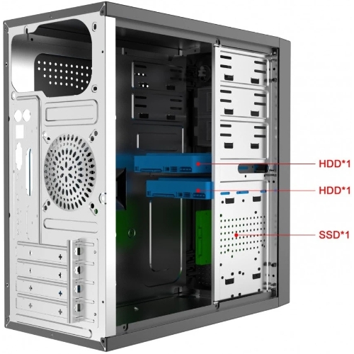 Компьютерный корпус с блоком питания 450Вт. Case Forza mATX case, black, w/PSU 450W 12cm, w/2xUSB 2.0, w/2xUSB 3.0, w/1xType-C (USB 2.0), w/pwr cord, w/o FAN