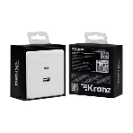 Розетка Kranz ROUND USB-A+Type-C 3А с функцией быстрой зарядки перламутр