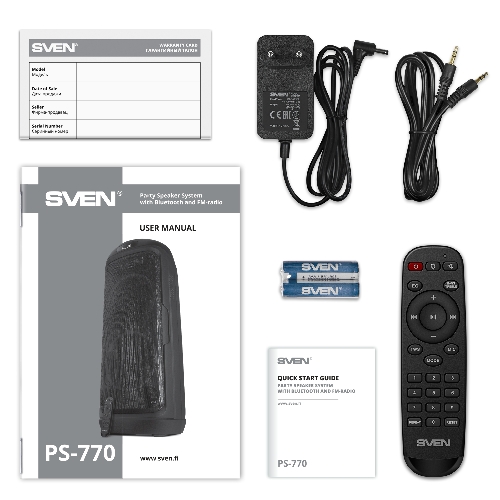 Мобильные колонки SVEN PS-770 2.0 черный 2x50W Bluetooth