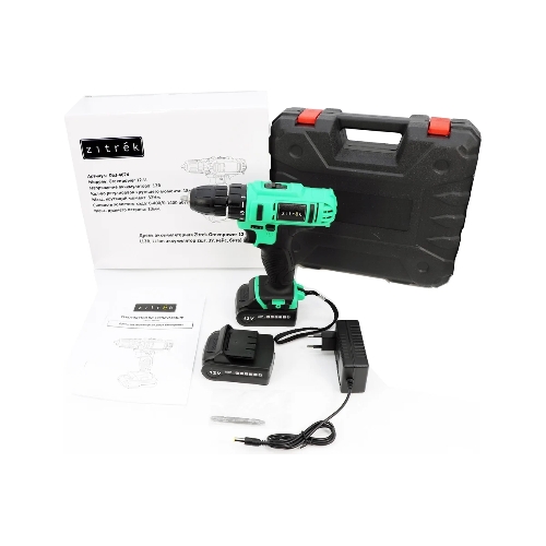 Дрель-шуруповерт Zitrek Greenpower 12-Li 063-4074, 12 В, 1,5 Ач, 32 Нм, щеточный