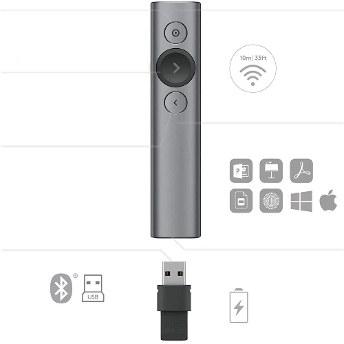 Презентер Logitech Spotlight R-R0011 серый, Bluetooth, кнопки - 3