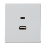 Розетка Kranz ROUND USB-A+Type-C 3А с функцией быстрой зарядки перламутр