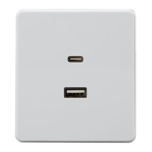Розетка Kranz ROUND USB-A+Type-C 3А с функцией быстрой зарядки перламутр
