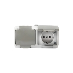 Розетка EKF Мурманск EFR16-129-30-54 2-местная 16А с заземлением с крышкой IP54 серый с защитными шторками
