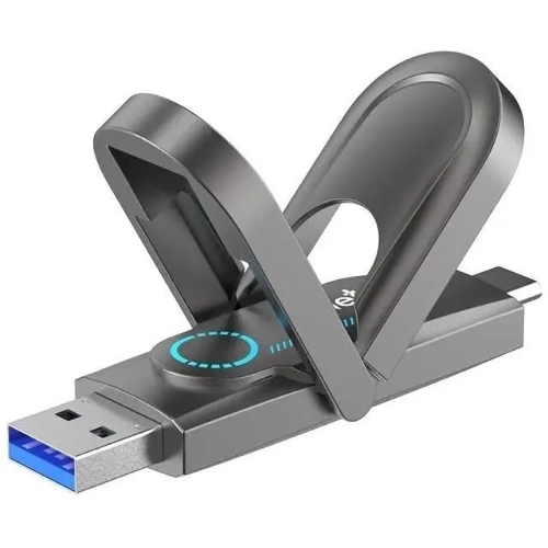 Флешка USB Netac US9 (NT03US9C-512G-32TA), 512Gb, USB 3.2 Gen2 Type-A/USB Type-C, R/W 1000/900, серебристый