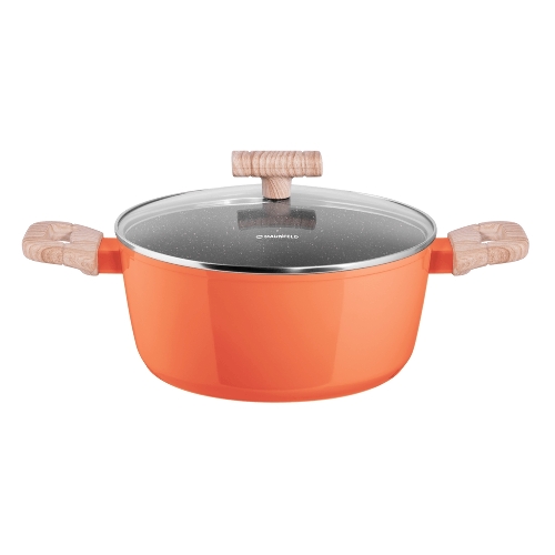 Кастрюля Maunfeld MARTA MCS41FA06CL из кованого алюминия со стеклянной крышкой, 24 см, 4,1 л.