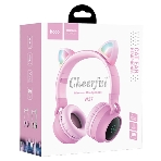 Беспроводные/проводные наушники Hoco W27 розовый, накладные, Bluetooth + проводной, 
