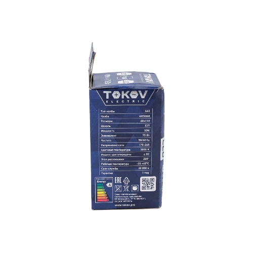 Лампа светодиодная TOKOV ELECTRIC 10 Вт А60 3000К Е27 175-265 В