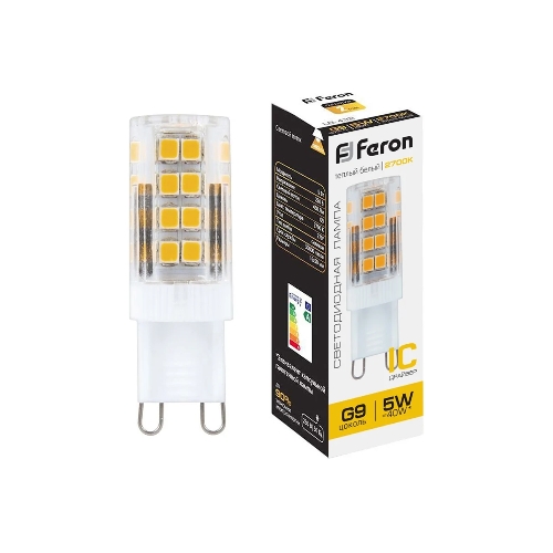 Лампа светодиодная Feron LB-432 5Вт 230В G9 теплый капсульная