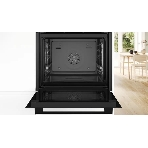 Встраиваемый духовой шкаф Bosch HRG232EB3 Serie 4 с добавлением пара Bosch, Auto Pilot 15, объем 71 л, 8 режимов нагрева, 3D Hotair, Soft move door,телескопические направляющие 1уровень,гидролиз+каталитическая очистка задней стенки,сенсорное управление,черный+профиль из нержавеющей стали