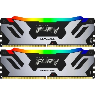 Оперативная память Kingston Fury Renegade, DDR5, 32Gb (2x16GB), 7200MHz, CL38, DIMM, с радиатором, RGB, серебристый/черный