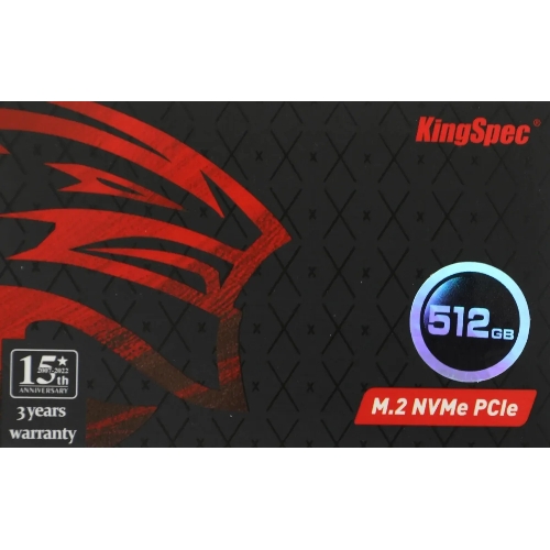 Накопитель SSD KingSpec NE-512, 512Gb, M.2 2280, PCIe 3.0 x4, NVMe, R/W 2400/1700
