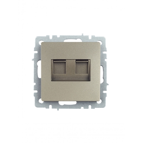 Розетка компьютерная двойная IEK BRITE РК10-2-БрШ (BR-K20-1-K37) СП RJ45 кат.5E шампань