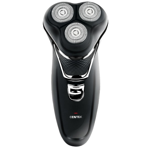 Электробритва Centek CT-2176 черный/хром ротор, 3 плавающие головки, аккумулятор + работа от сети, триммер