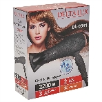 Фен DELTA LUX DL-0941 черный/розовый, 2200 Вт, ионизация