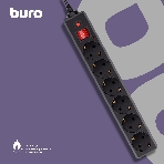 Сетевой фильтр Buro 600SH-16-1.8-B 1.8 м, 6 розеток, черный, коробка