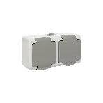 Розетка EKF Мурманск EFR16-129-30-54 2-местная 16А с заземлением с крышкой IP54 серый с защитными шторками