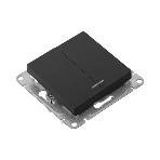 Механизм выключателя EKF UP1-SWB-24 двухклавишный, с подсветкой, черный Эпика