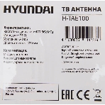 Антенна телевизионная Hyundai H-TAE100 9дБ пассивная серебристый