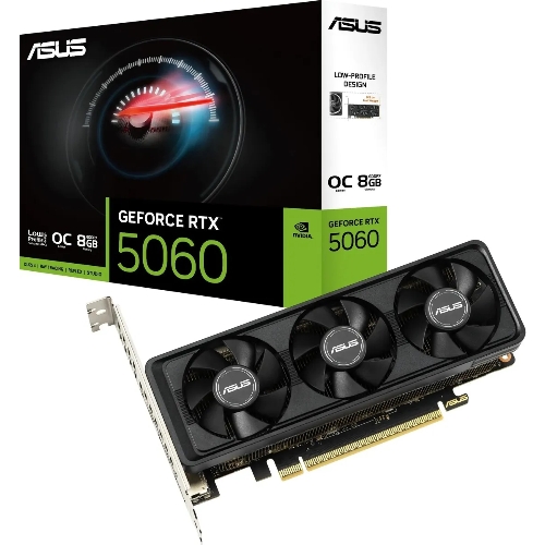 Видеокарта Asus GeForce RTX 5060 LP BRK, NVIDIA RTX 5060, 8Gb, GDDR7, 128 bit, PCI-E 5.0, HDMIx2, DPx1, HDCP, 2580 MHz