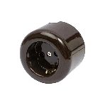 Розетка Bironi R1-101-02 с заземляющим контактом R, Ришелье керамика, коричневый