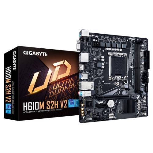 Материнская плата Gigabyte H610M S2H V2, LGA 1700, Intel H610, 2xDDR5, 4xSATA, 1xM.2, 1xPCIe 4.0 x16, 1xPCIe x1, 1xHDMI, 2xDP, 1xD-Sub, 1x 1Gb LAN, 2xUSB-A 3.2 Gen 1, 4xUSB-A 2.0, 3x 3.5 мм, 7.1, mATX