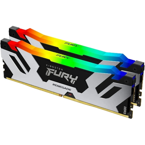 Оперативная память Kingston Fury Renegade, DDR5, 32Gb (2x16GB), 7600MHz, CL38, DIMM, с радиатором, RGB, серебристый/черный