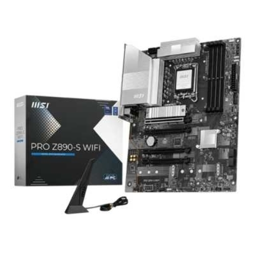 Материнская плата MSI PRO Z890-S WIFI, LGA 1851, Intel Z890, 4xDDR5, 4xSATA, 3xM.2, 1xPCIe 5.0 x16, 2xPCIe 4.0 x4, 1xHDMI, 1xDP, 1xUSB-C Thunderbolt 4, 1xUSB-C 3.2 Gen 2x2, 1x 2.5Gb LAN, 6xUSB-A 3.2 Gen 1, 3x3.5 мм, 7.1, ATX