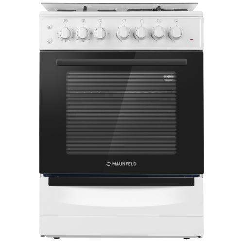 Плита комбинированная Maunfeld MGC60ECW04 белый, газовых конфорок 4 шт, духовка электрическая 65 л, 60 см x 88 см x 65 см