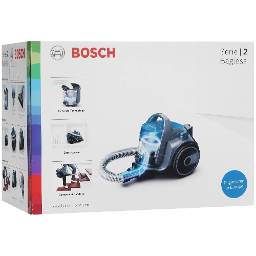 Пылесос Bosch BGS05A220 синий/серый, 700 Вт, уборка сухая, пылесборник контейнер 1.5 л