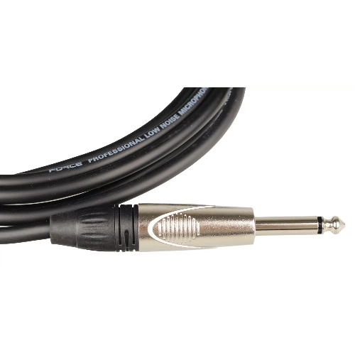 Кабель гитарный FORCE FGC-09/31/4" TS Jack - 1/4" TS Jack, высококачественный, малошумящий с проводниками из безкислородной меди OFC, диаметр 6 мм, профессиональные металлические разъемы, длина 3 м, цвет черный