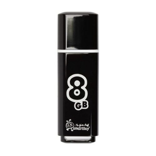 Флешка USB Smartbuy Glossy series black (SB8GbGS-K), 8Gb, USB 2.0, R/W 25/15, черный