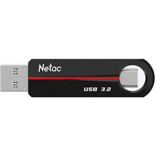 Флешка USB Netac US18 (NT03US18C-064G-32BK), 64Gb, USB 3.2/TypeC, R/W 200/100, черный/красный