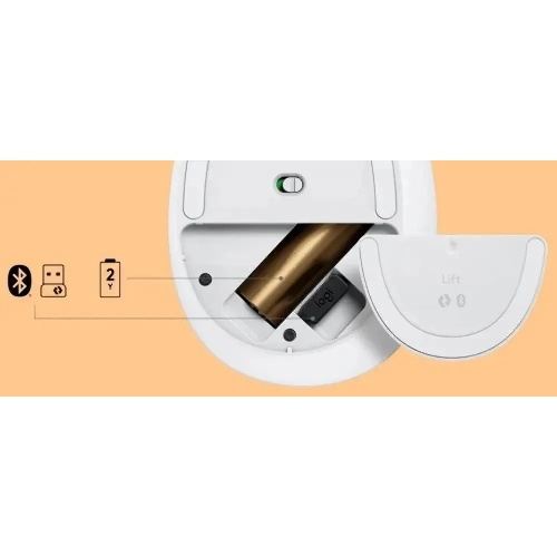 Мышь беспроводная Logitech Lift белый, 4000 dpi, радиоканал, Bluetooth, USB, кнопки - 6