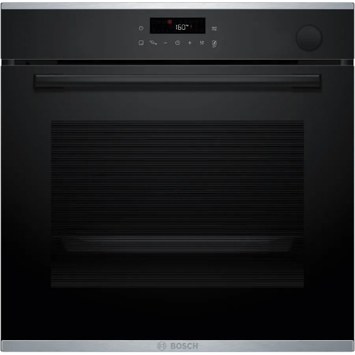 Встраиваемый духовой шкаф Bosch HRG232EB3 Serie 4 с добавлением пара Bosch, Auto Pilot 15, объем 71 л, 8 режимов нагрева, 3D Hotair, Soft move door,телескопические направляющие 1уровень,гидролиз+каталитическая очистка задней стенки,сенсорное управление,черный+профиль из нержавеющей стали