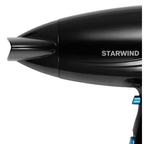 Фен Starwind SHD 7066 черный/синий, 1600 Вт, компактный, ионизация
