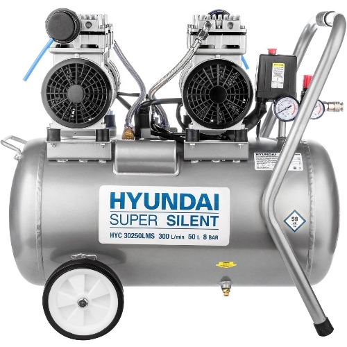 Компрессор поршневой Hyundai HYC 30250LMS безмасляный 300л/мин 50л 2000Вт серебристый/черный