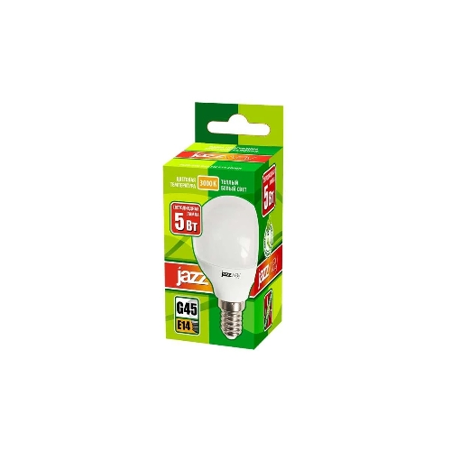 Лампа светодиодная JazzWay PLED-ECO-G45 5Вт шар 3000К теплый белый E14 400лм 220-240В