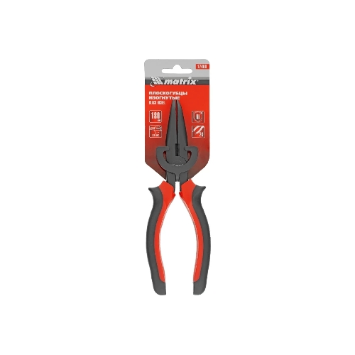 Длинногубцы Matrix black nickel 180 мм, изогнутые, двухкомпонентные рукоятки