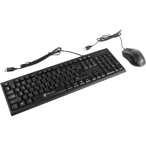 Комплект клавиатура+мышь Oklick 620M проводной, USB, 1200 DPI, чёрный