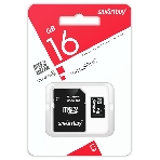 Флеш карта MicroSDHC (Transflash) 16Gb Smartbuy (Class 10)+SDадаптер