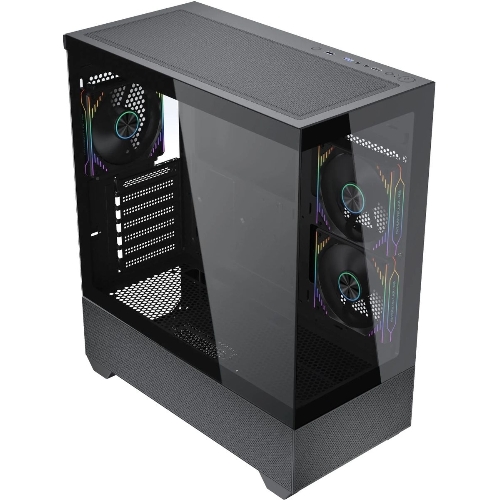 Компьютерный корпус Accord ACC-EL1B TG черный без БП ATX 2xUSB2.0 1xUSB3.1 audio