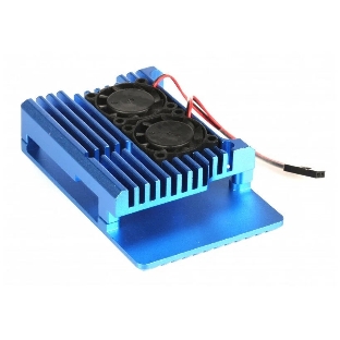Корпус Qumo Aluminum case with double black fans, Raspberry Pi 4, blue(RS008)